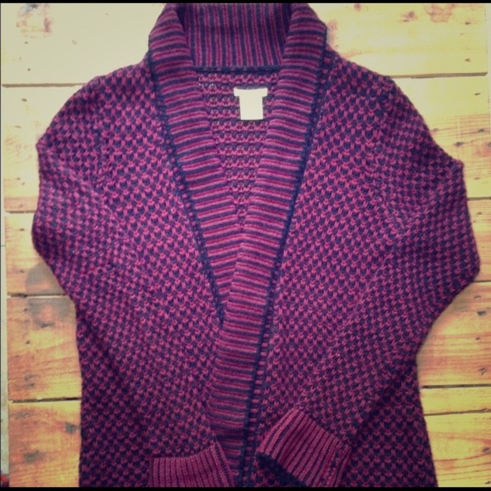 Marty M Maroon and Black Knit Cardigan Size L